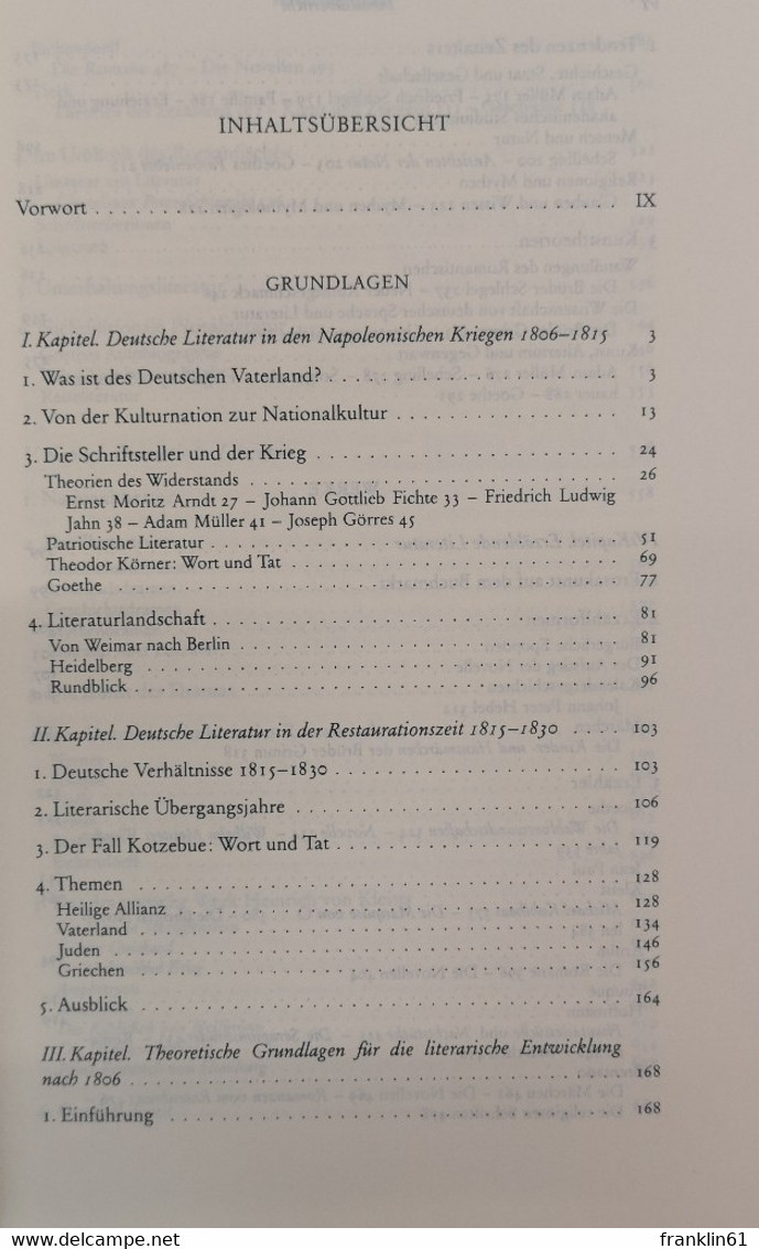 Die Deutsche Literatur Zwischen Französischer Revolution Und Restauration. Zweiter Teil. Das Zeitalter Der Nap - 4. Neuzeit (1789-1914)