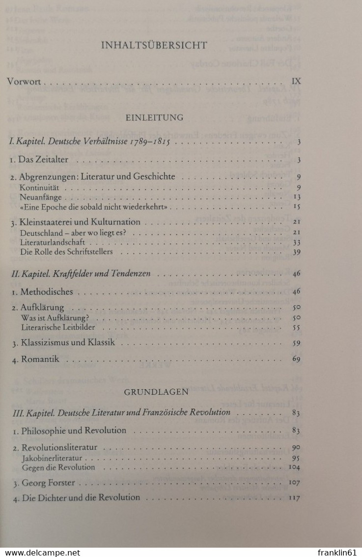 Die Deutsche Literatur Zwischen Französischer Revolution Und Restauration. Erster Teil. Das Zeitalter Der Fran - 4. Neuzeit (1789-1914)