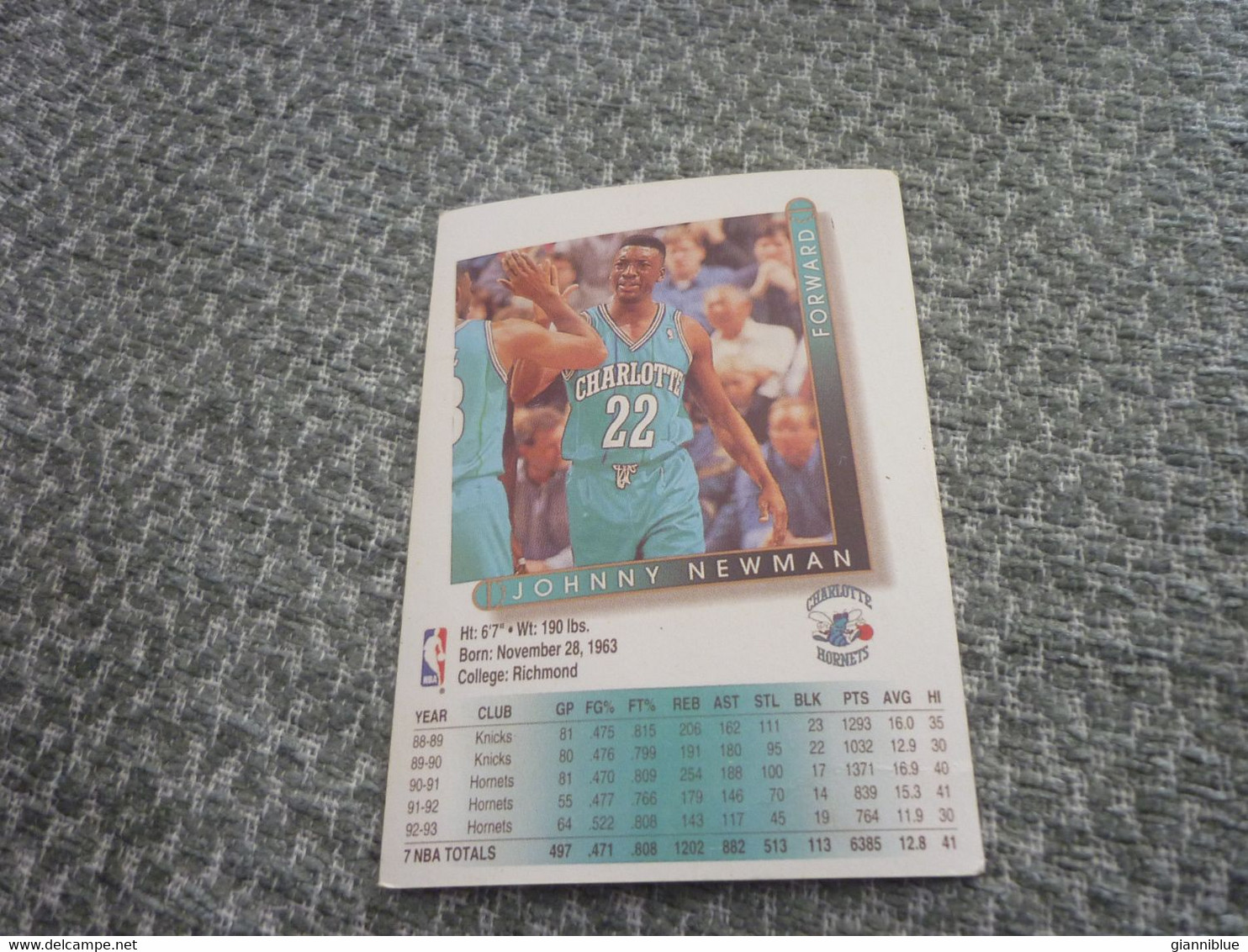 Johnny Newman Charlotte Hornets Basket Basketball '90s Rare Greek Edition Card - 1990-1999