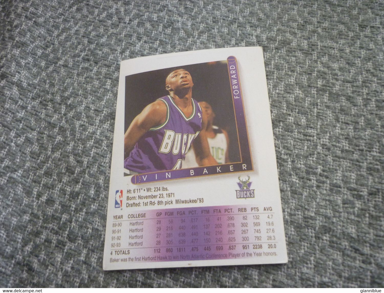 Vin Baker Milwaukee Bucks Basket Basketball '90s Rare Greek Edition Card - 1990-1999