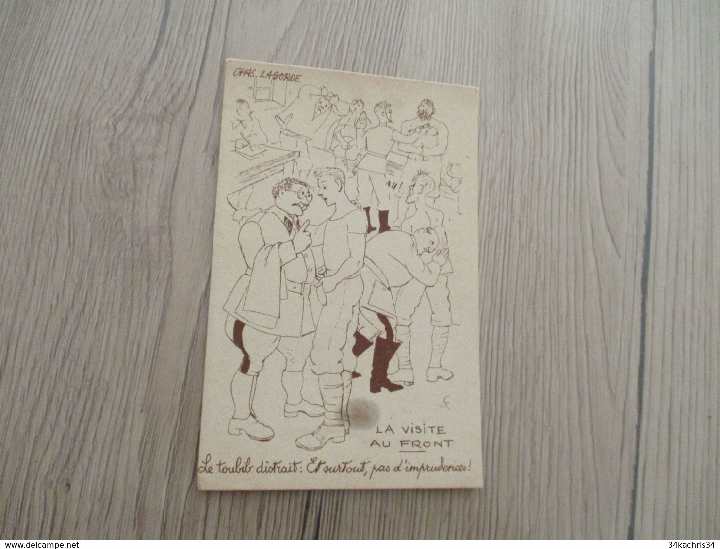 CPFM Carte De Franchise Militaire Vierge Guerre 39/45 Illustrée Par Chas Laborde La Visite........ Une Tâche En L'état - Guerra De 1939-45