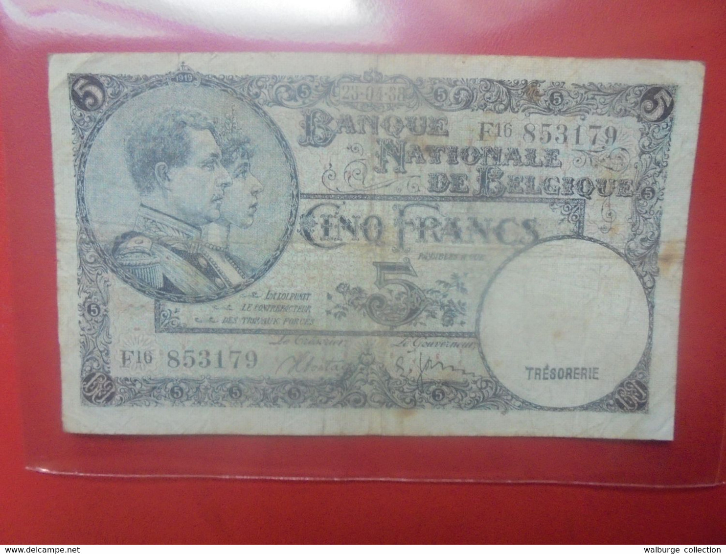 BELGIQUE 5 Francs 1938 Circuler (B.29) - 5 Francos