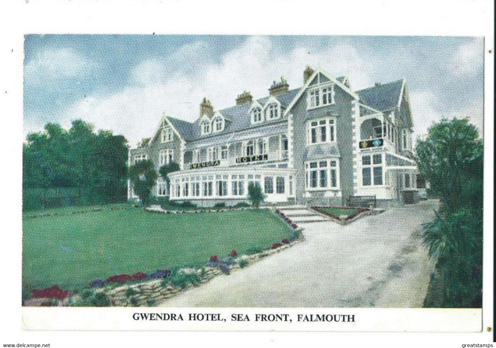 Cornwall Falmouth  Gwendra Hotel Sea Front . Posted 1960s  Postcard - Falmouth