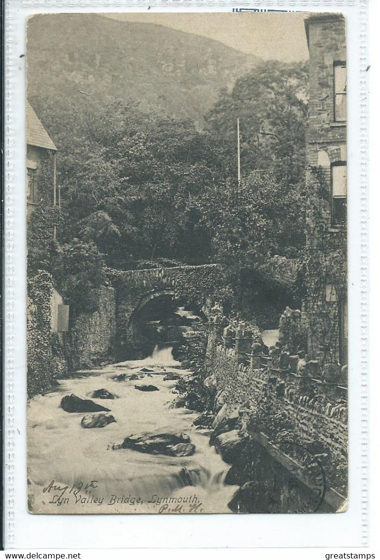 Devon Postcard Lynmouth. Lyn Valley. Really Nice Cancels On Back 1907 - Lynmouth & Lynton