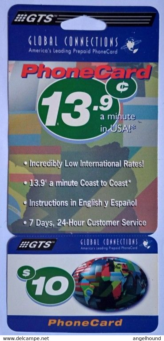 USA $10 GTS Global Connections Phonecard - GTS