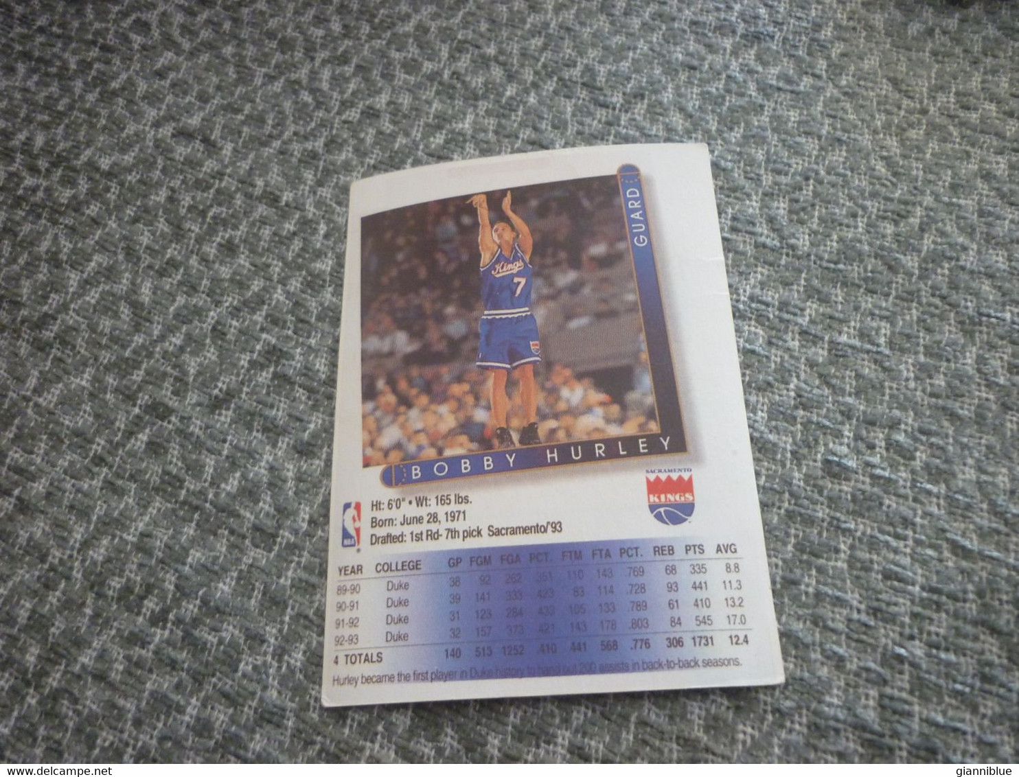 Bobby Hurley Sacramento Kings Basket Basketball '90s Rare Greek Edition Card - 1990-1999
