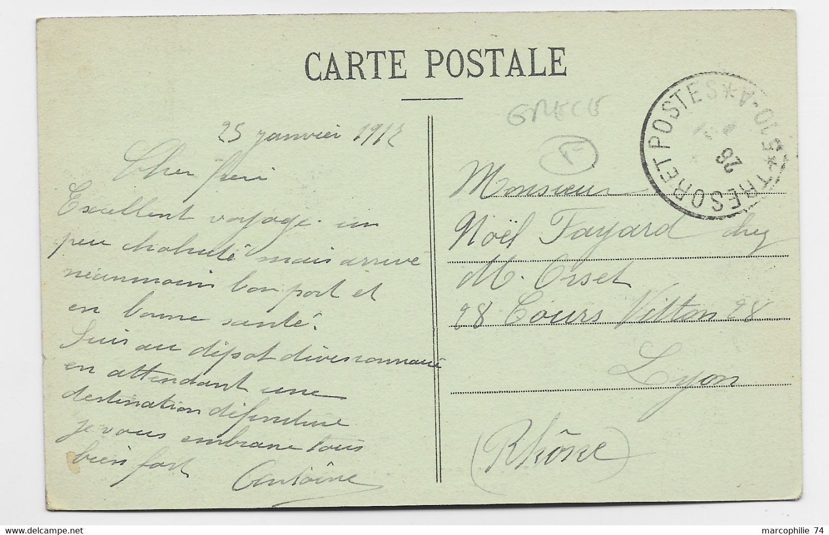 GRECE CARTE SALONIQUE PREFECTURE + DEPOT DE LA 17E DIVISION COLONIALE 1917 - Briefe U. Dokumente