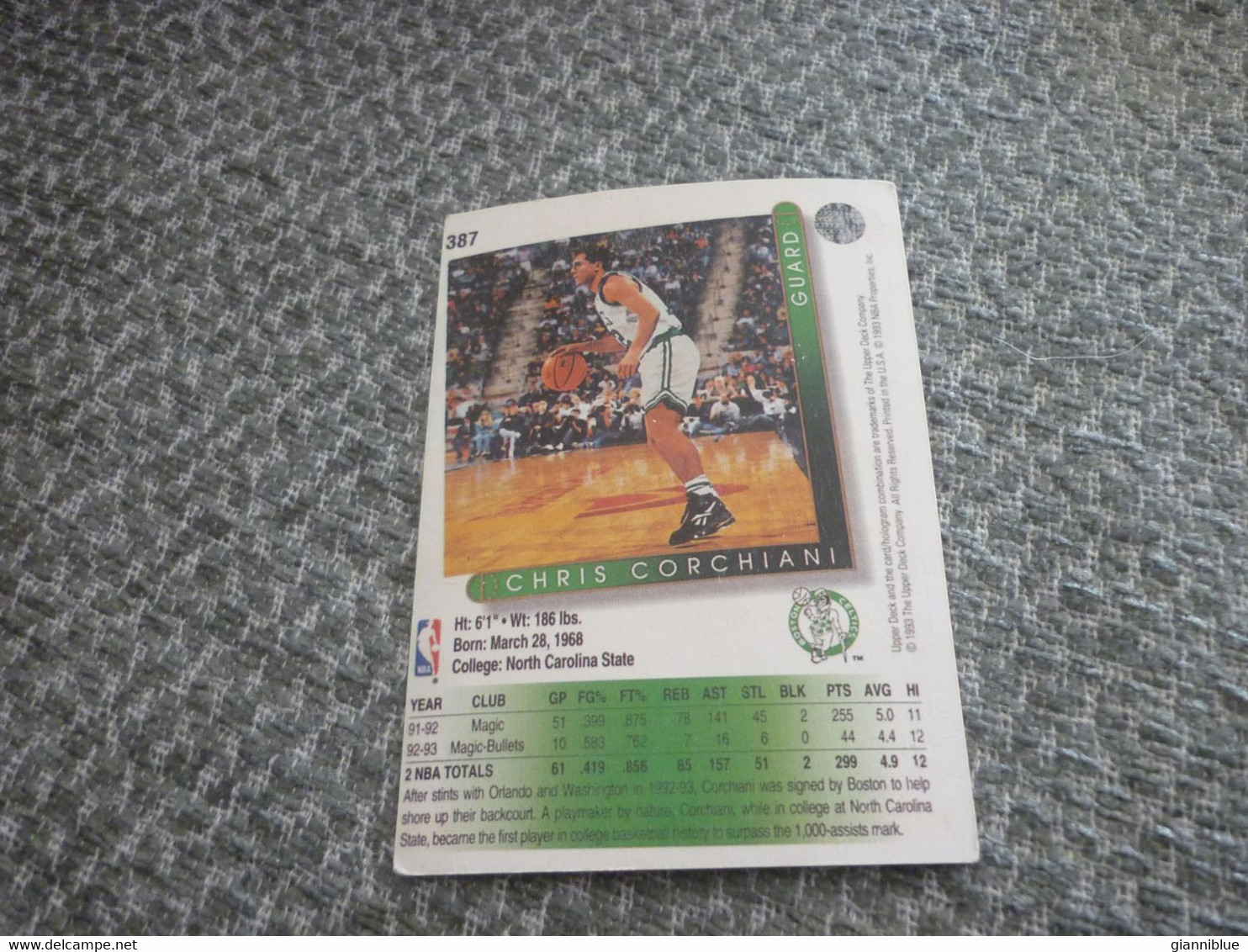 Chris Corchiani Boston Celtics Basket Basketball '90s Rare Greek Edition Card - 1990-1999