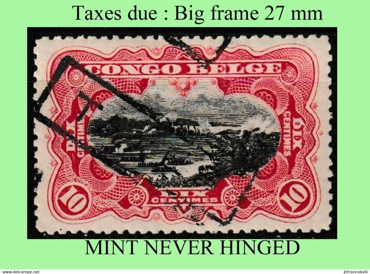 1909 ** BELGIAN CONGO / CONGO BELGE = COB MNH TX28 (WIDE FRAME) RED RAPIDS  ORIGINAL GUM - Nuevos