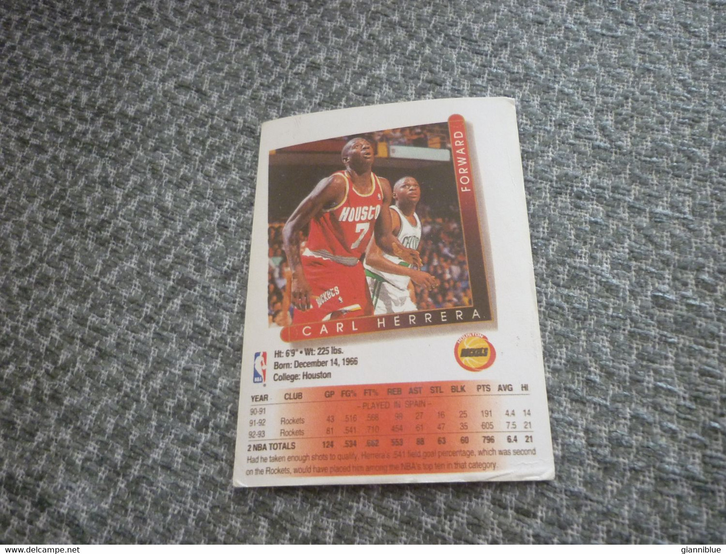 Carl Herrera Houston Rockets Basket Basketball '90s Rare Greek Edition Card - 1990-1999