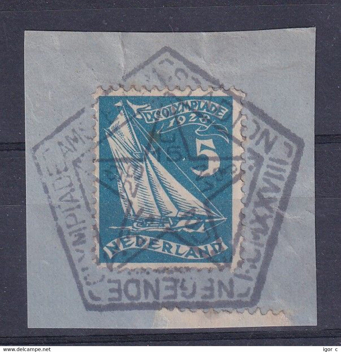 Netherlands 1928 Cancellation: Olympic Games Olympiade Amsterdam; Sailing Pentagonal Staduim Cancellation N1 - Estate 1928: Amsterdam