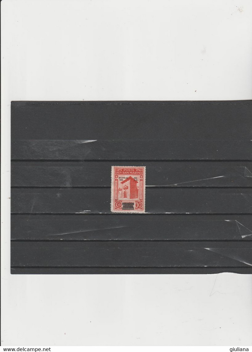 San Marino 1943 - (Sassone)  254  Used  "Caduta Del Fascismo. Soprastampati" - 10c Arancio Bruno - Used Stamps