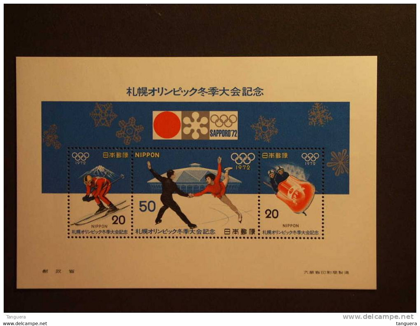 Japan Japon Nippon 1972 Jeux Olympique D'hiver Sapporo O.S Bobsleigh Descente Patinage Yv BF 70 MNH ** - Blocchi & Foglietti