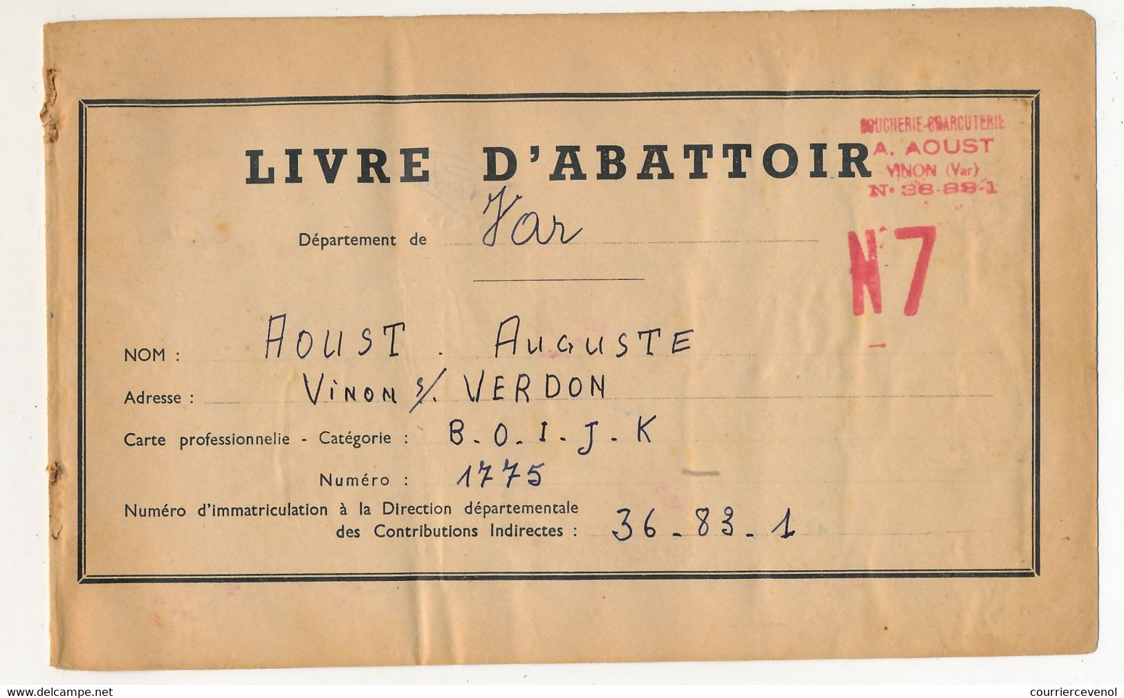 Deux Feuillets "Livres D'abattoir" Dont 1ère Page - Nombreux Fiscaux "Viandes" 1955 - Autres & Non Classés