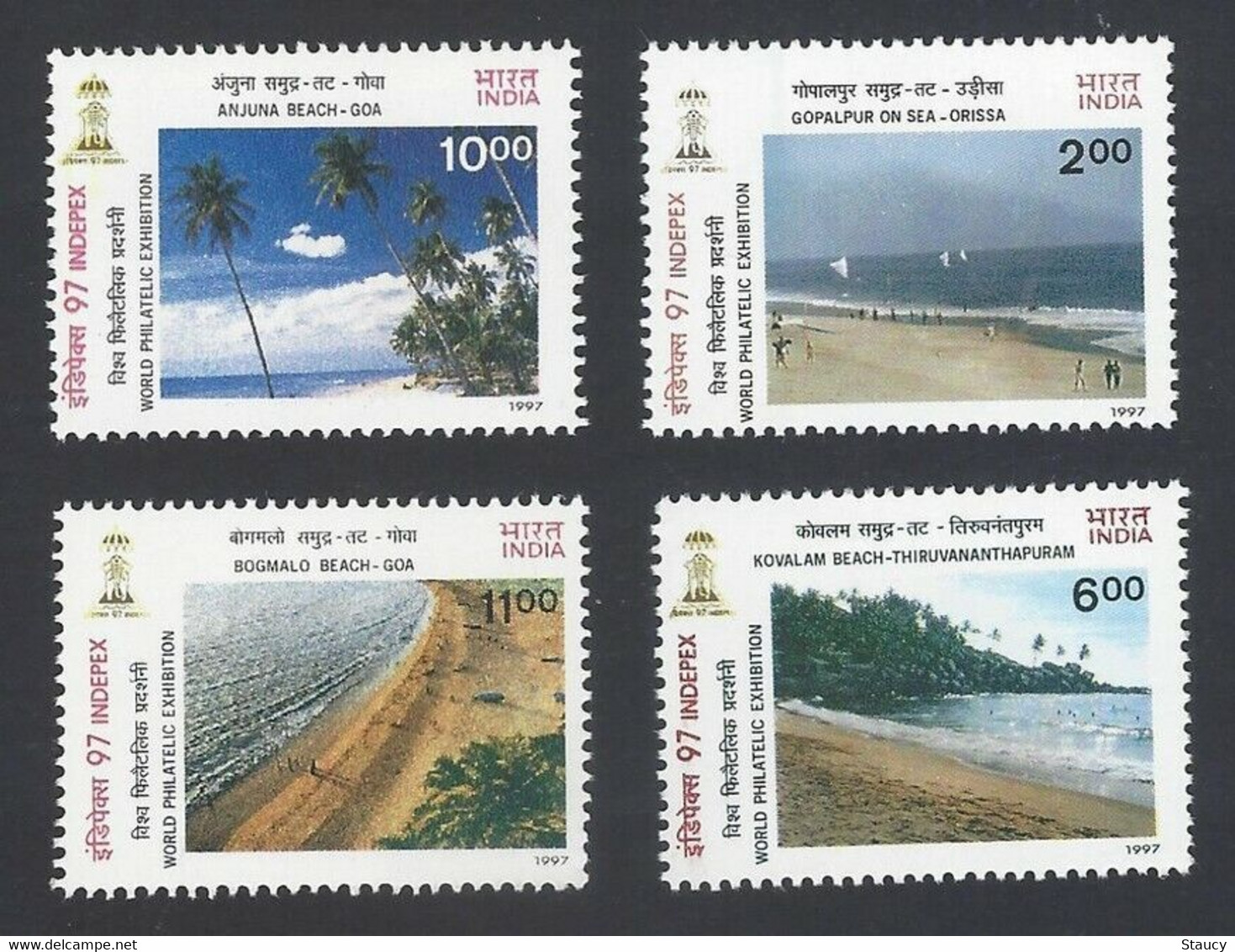 INDIA 1997 Beaches Of India "Indipex International Stamp Exhibition" 4v Set MNH As Per Scan - Usati