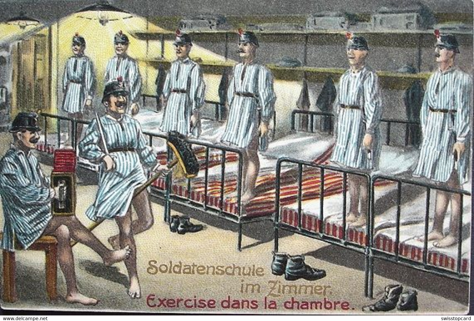 MILITÄR ARMÉE Suisse Soldatenschule Excercise Dans La Chambre Gel. 1914 Feldpost Militärschulen LIESTAL - Liestal