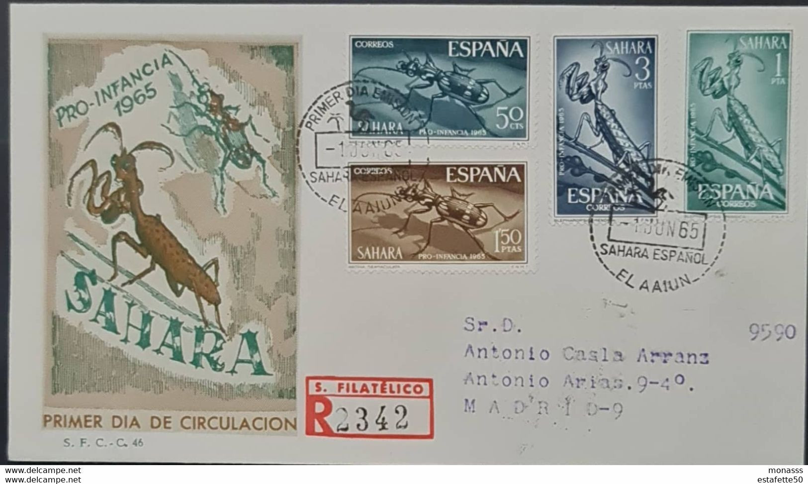 Maroc, FDC Primer Dia 1965 " Sahara Espagnol  " Pro Infancia "Morocco;Marruecos - Sahara Español