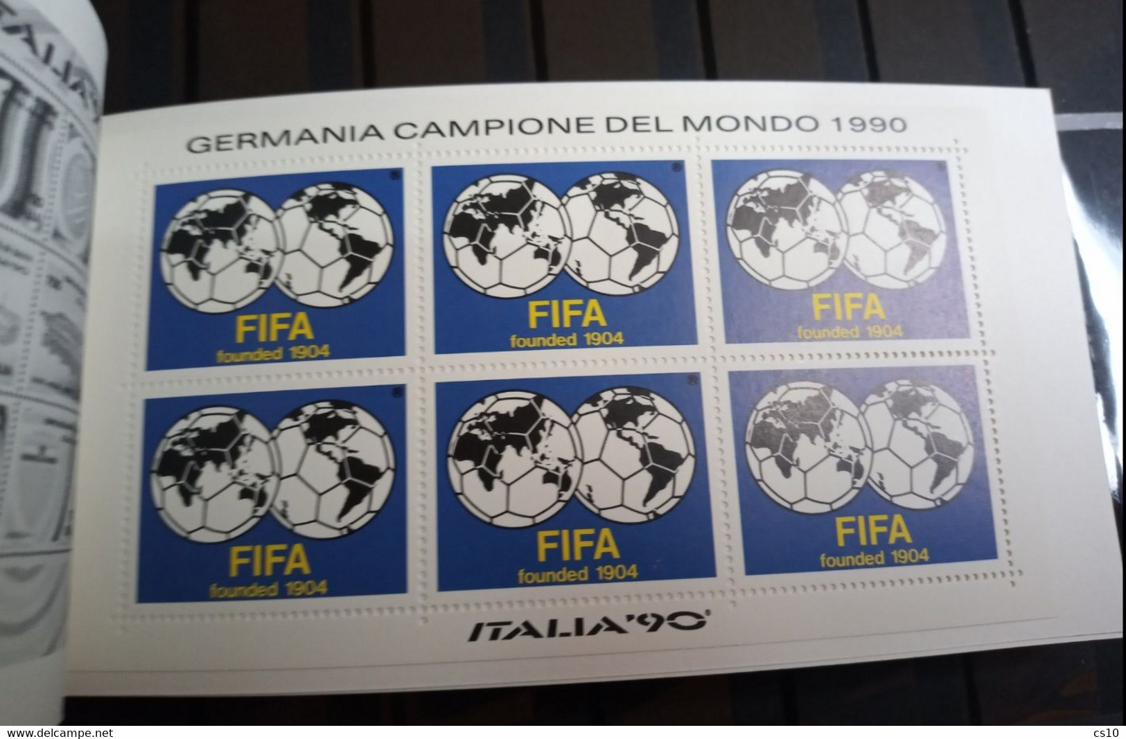 Italia '90 FIFA World Cup - Germany Champion / Winner - Official Celebrative Booklet W/ Stamps + Football Labels - Postzegelboekjes