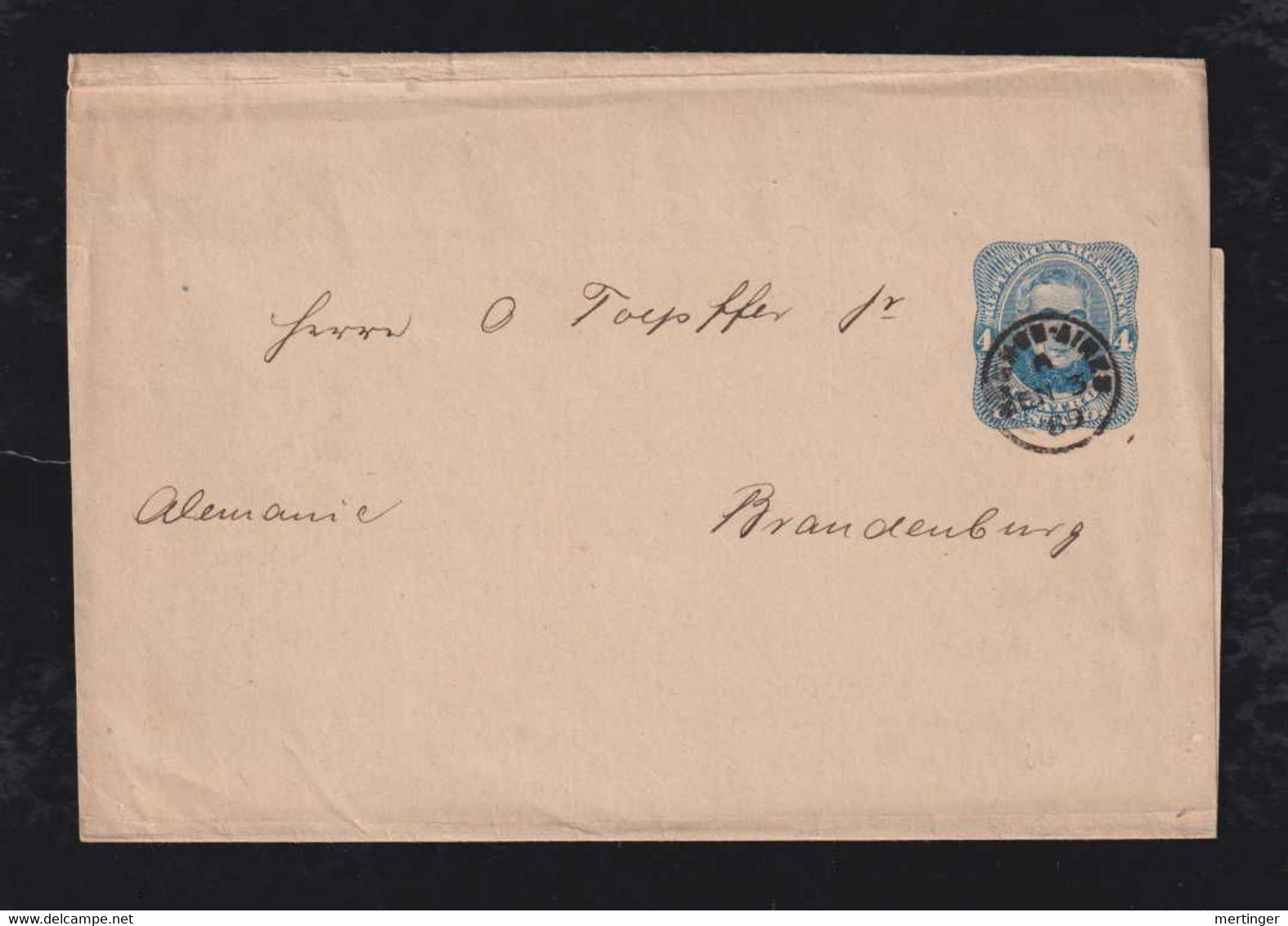 Argentina 1889 Stationery Wrapper 4c Used Buenos Aires X Brandenburg Germany - Lettres & Documents