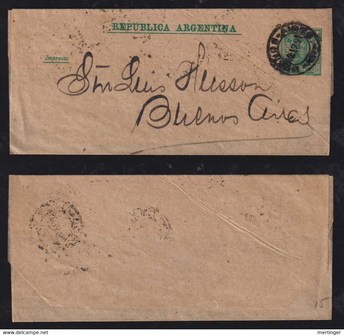 Argentina 1891 Stationery Wrapper 1c Used Local Buenos Aires Transparent Paper - Lettres & Documents