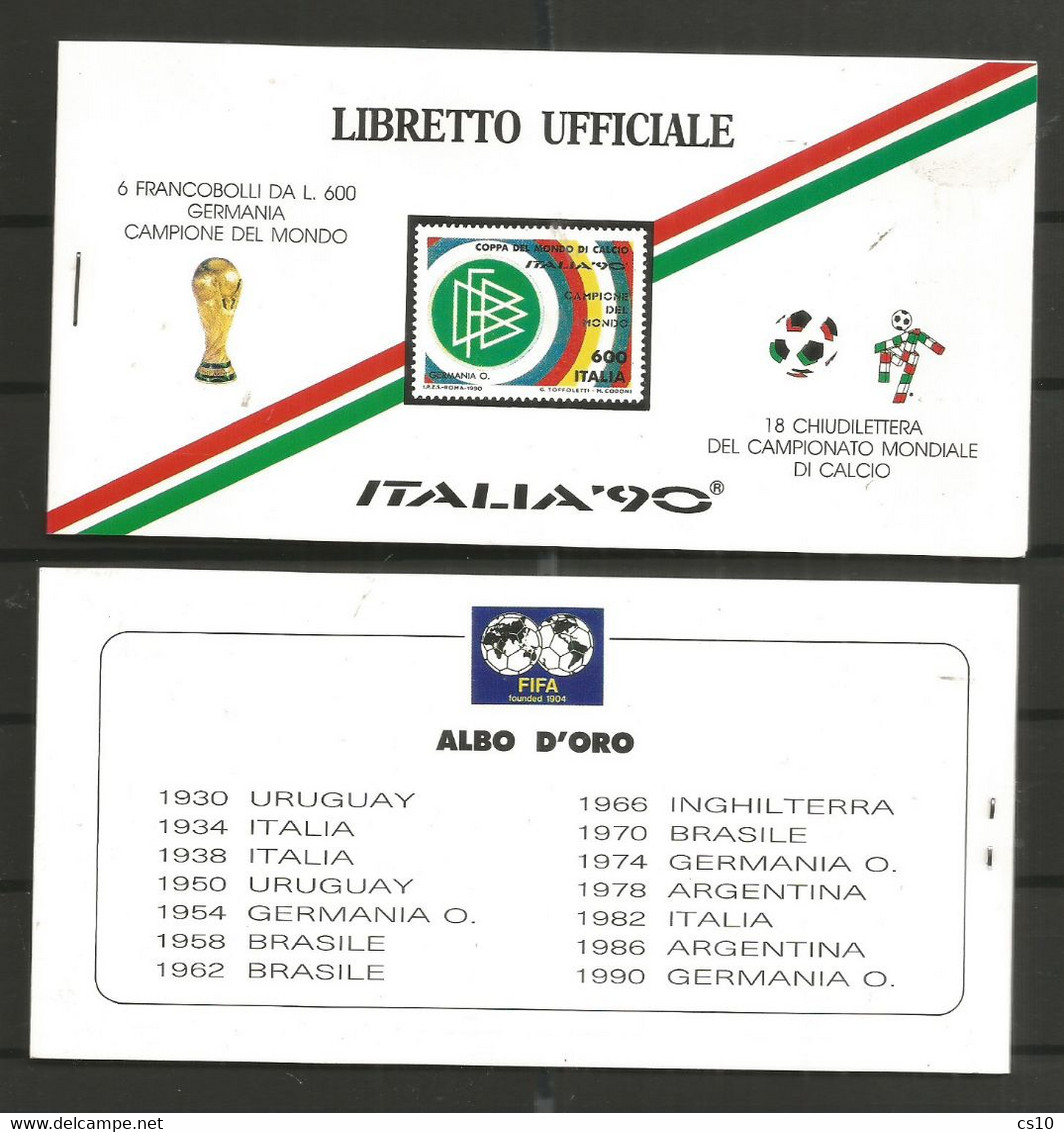 Italia '90 Coppa FIFA Germania Campione - Libretto Ufficiale Con 6 Francobolli L.600 + 3 Foglietti Etichette Calcio - Libretti