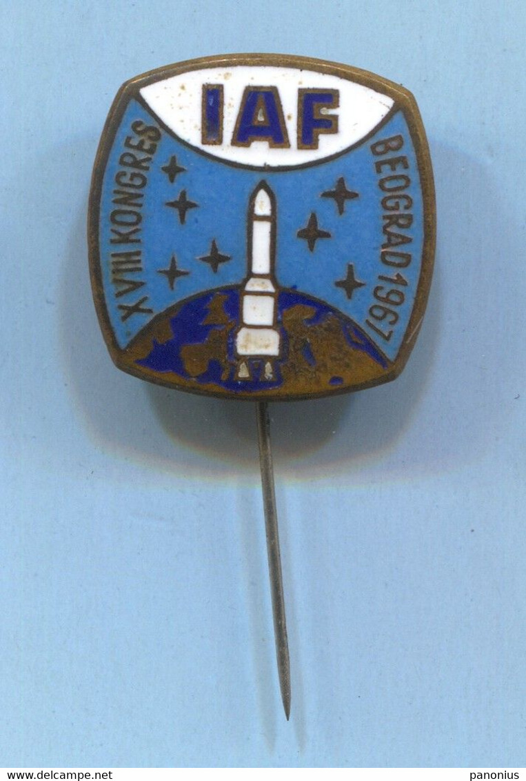 IAF Space Cosmos Spaceship Programe, International Astronautical Federation, Vintage Pin Badge Abzeichen, Enamel - Space