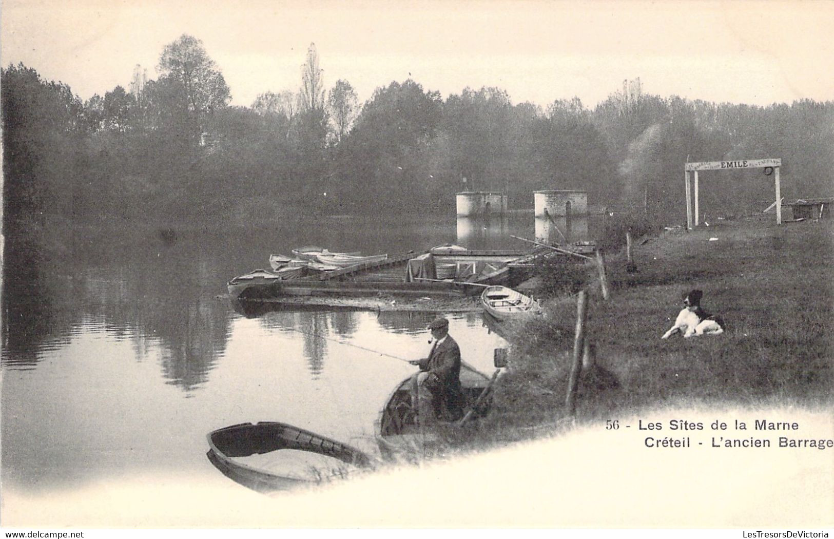 FRANCE - 94 - CRETEIL - L'ancien Barrage - Pêcheur à La Pipe - Carte Postale Ancienne - Creteil