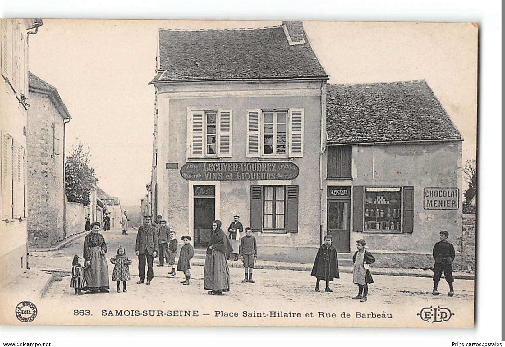 CPA 77 Samois Sur Seine Place St Hilaire Et Rue Barbeau - Samois