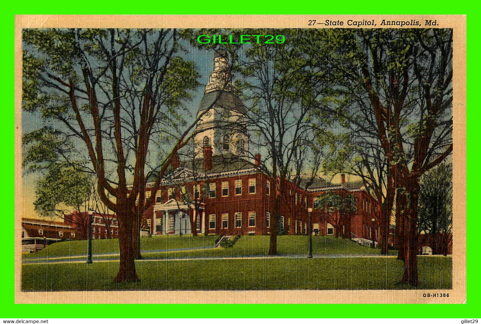 ANNAPOLIS, MD - STATE CAPITOL - TRAVEL IN 1954 - GEO J. DAVIS - THE STATE HOUSE - - Annapolis