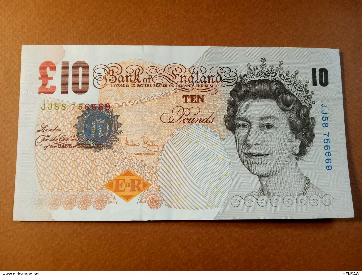 ENGLAND 10 POUNDS 2000 P 389d USED USADO XF - 10 Pounds