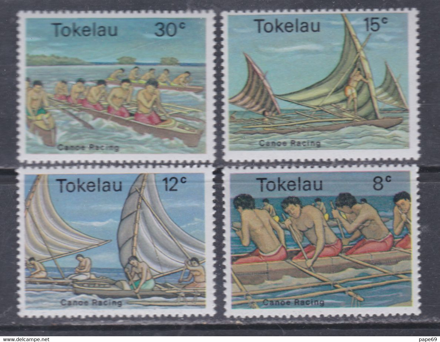 Tokelau N° 65 / 68 XX Course De Canoës Entre Les îles  De Tokelau,  La Série Des 4 Valeurs, Sans Charnière, TB - Tokelau