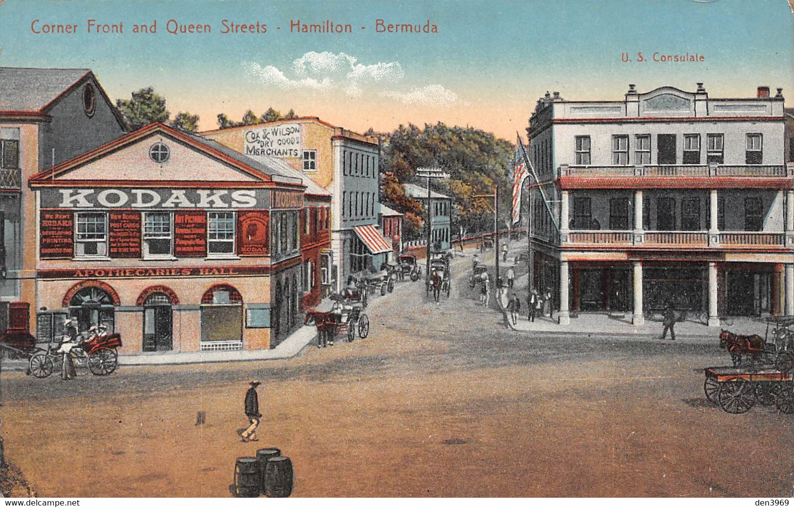 Amérique - BERMUDES - Bermuda - Hamilton Corner Front And Queen Streets - U. S. Consulate, Kodaks, Apothecarie's Hall - Bermudes