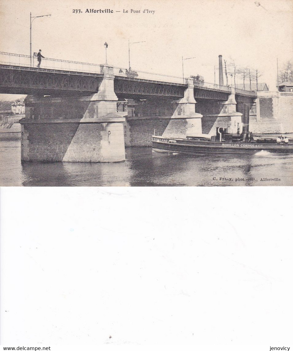 ALFORTVILLE REMORQUEUR MORILLON CORVOLE &CIE LE PONT D'IVRY  REF 78779 - Remorqueurs