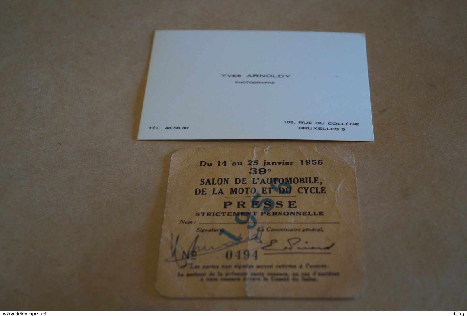 Ancien Laisser Passer De Presse,Salon Auto - Moto 1956 ,pour Collection - Other & Unclassified