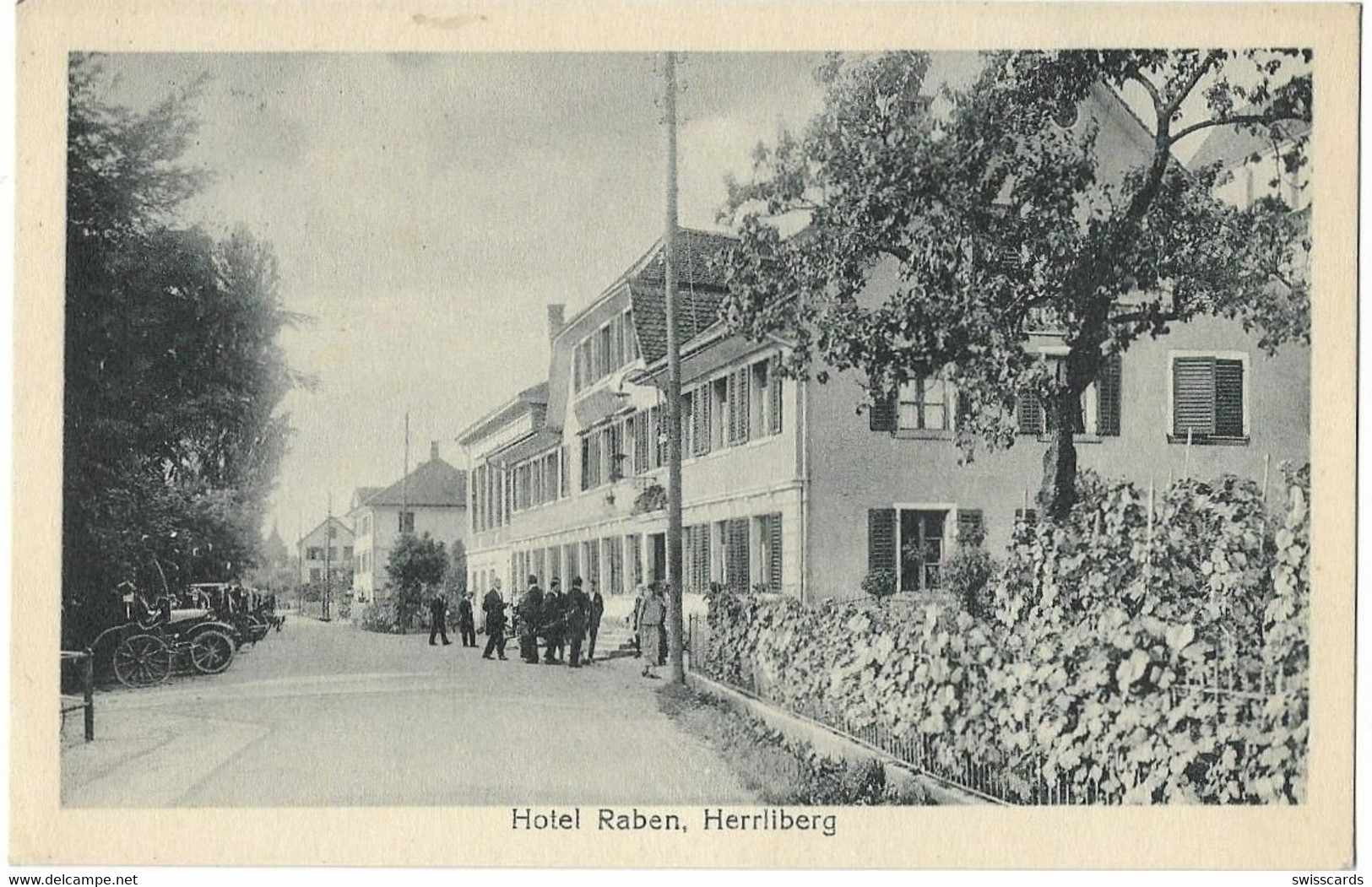 HERRLIBERG: Animierte Strassenpassage Vor Hotel Raben 1926 - Herrliberg