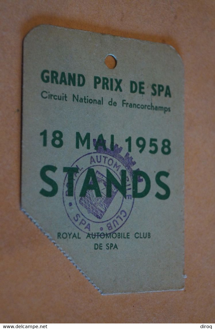 Ancien Laisser Passer De Presse,1958,STANDS ,Grand Prix Spa Francorchamps,pour Collection - Andere & Zonder Classificatie