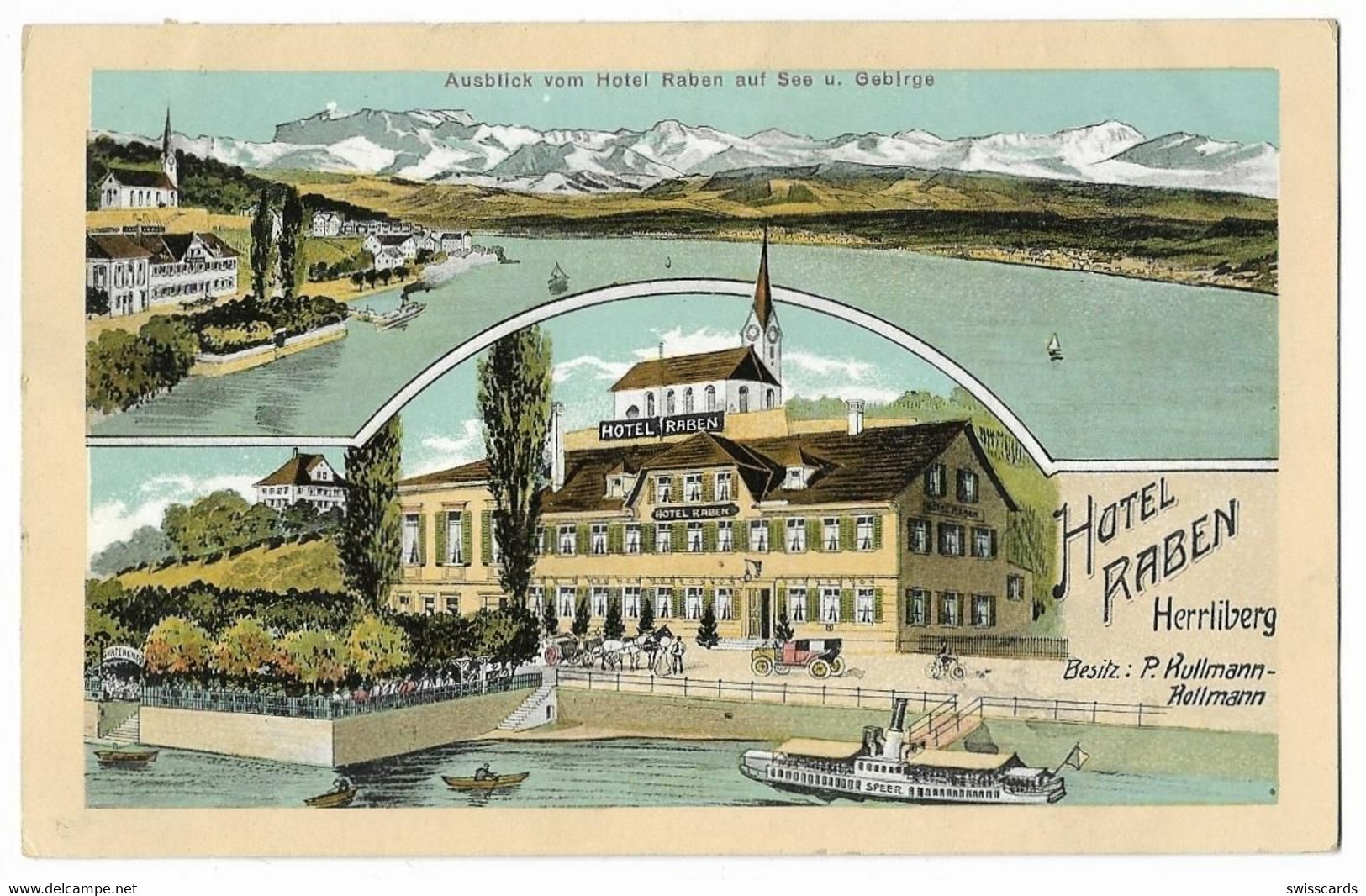 HERRLIBERG:2-Bild-Panorama-AK Mit Hotel Raben 1912 - Herrliberg