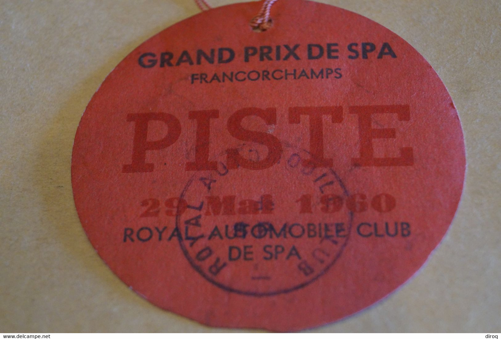 Ancien Laisser Passer De Presse Piste,1960 ,Grand Prix Spa Francorchamps,pour Collection - Andere & Zonder Classificatie