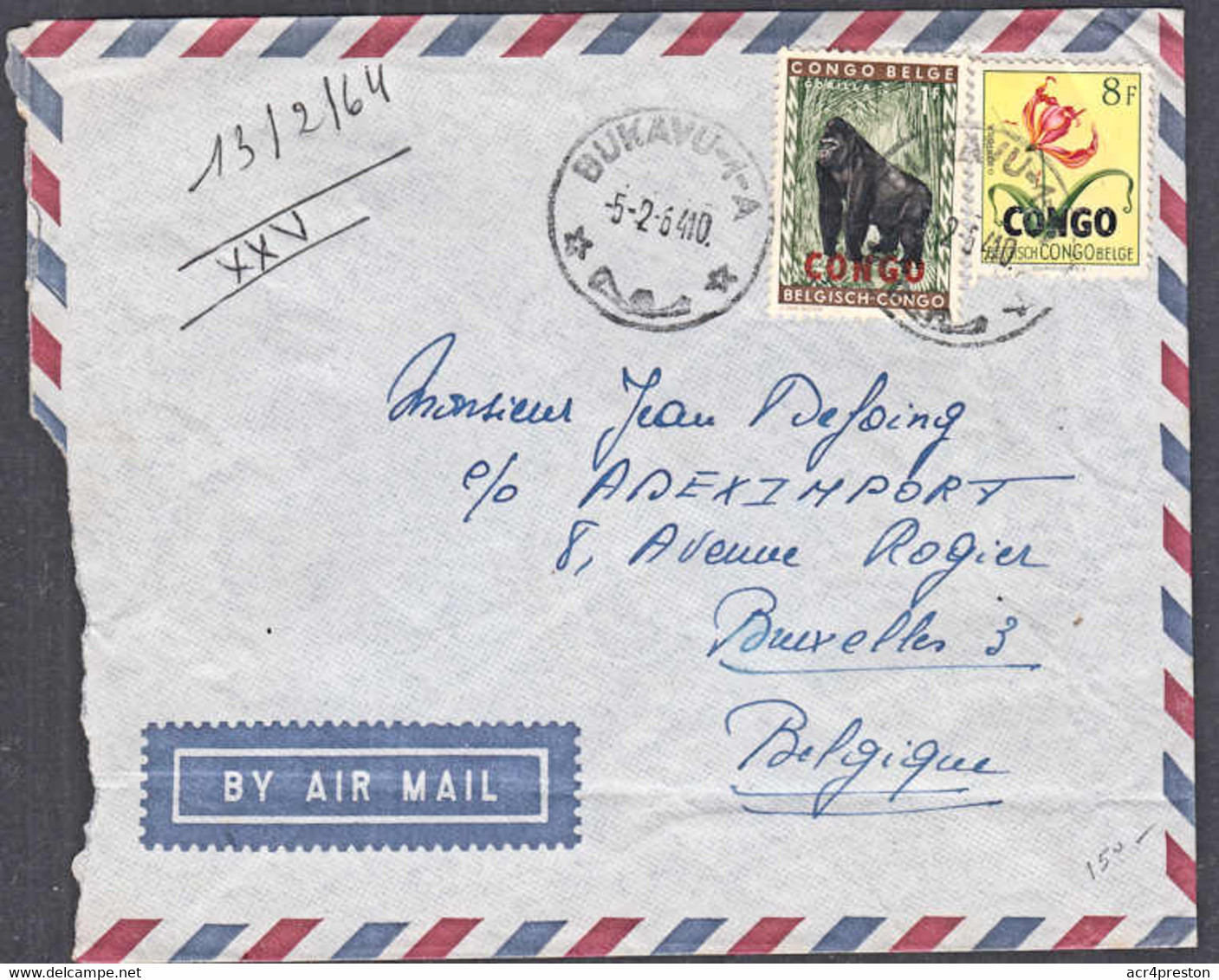 Ca0336  CONGO 1964, Overprinted Congo Belge Stamps On Bukavu Cover To Belgium - Brieven En Documenten