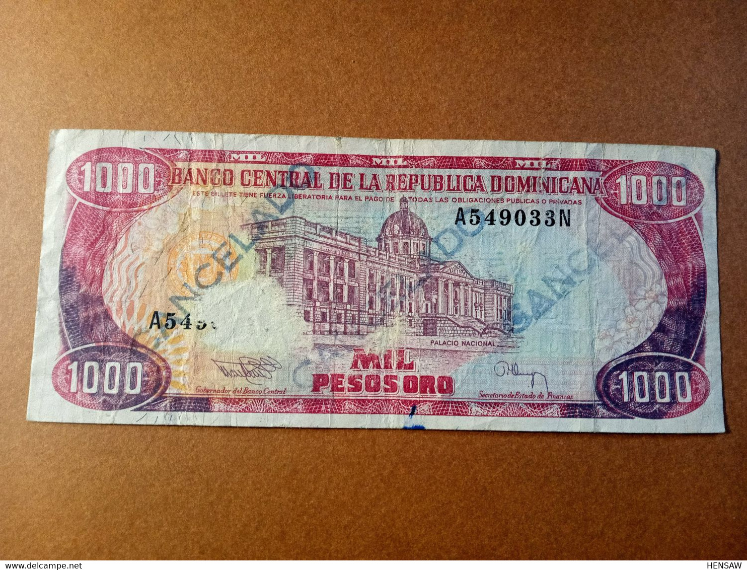 DOMINICAN REPUBLIC 1000 PESOS ORO USADO USED CANCELADO RARE - Dominikanische Rep.