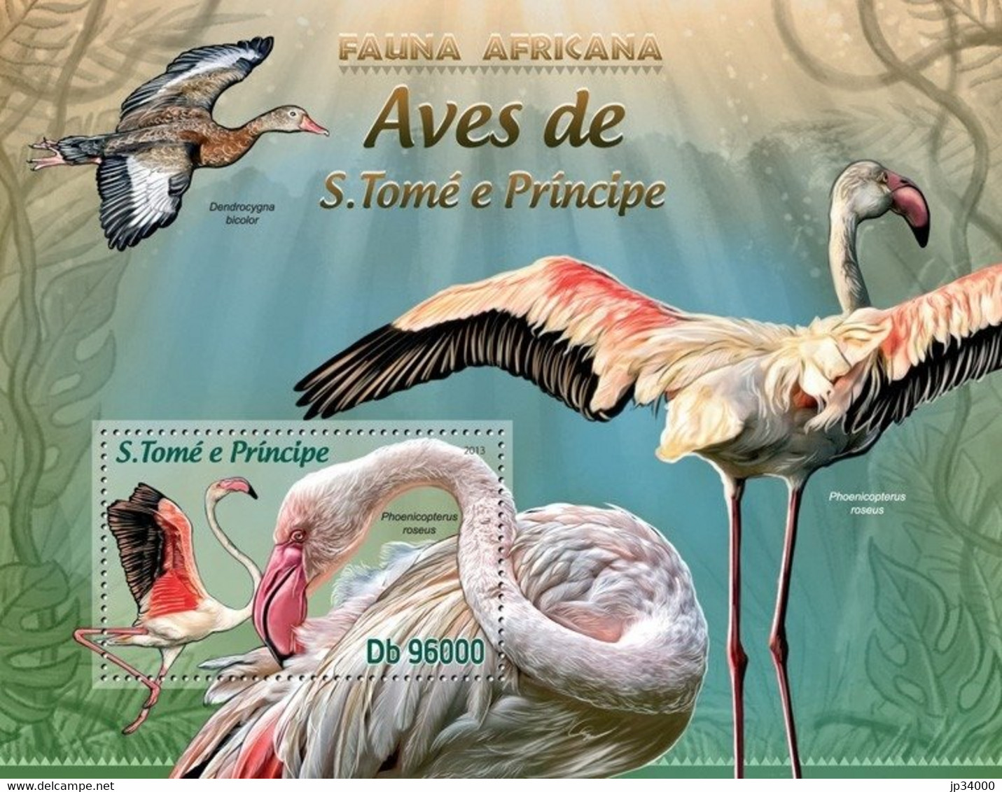 SAO TOME ET PRINCIPE Oiseaux, Oiseau, Birds, Pajaro, Faune Africaine 1 Bloc Emis En 2013 (flamant Rose) - Fenicotteri