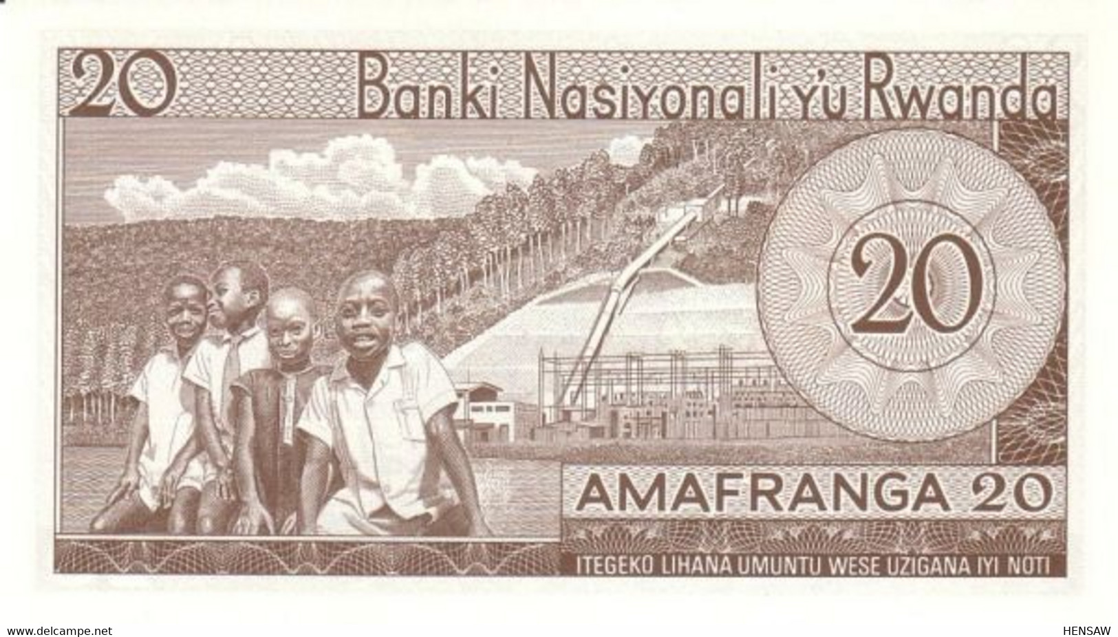 RWANDA 20 FRANCS 1976 P 6e UNC SC NUEVO - Ruanda