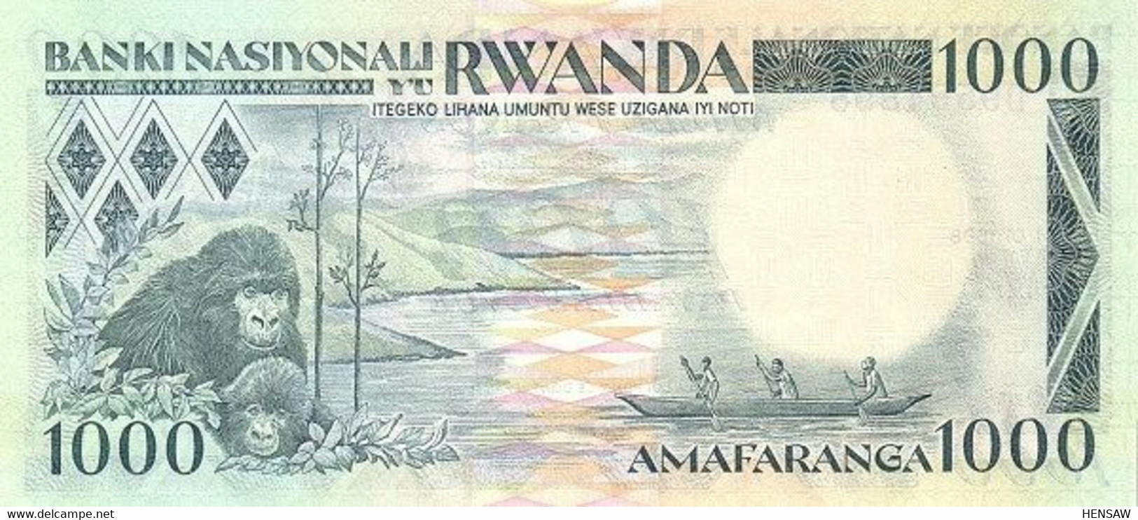 RWANDA 1000 FRANCS 1988 P 21 UNC SC NUEVO - Rwanda