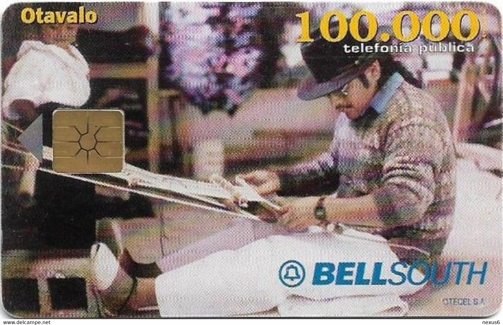 Ecuador - Bell South - Telares, Otavalo, Gem1B Not Symmetric White/Gold, 100.000Sucre, Used - Ecuador