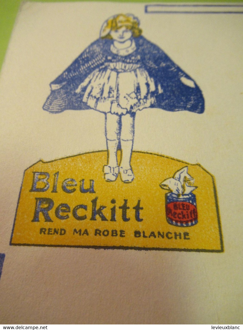 Buvard Ancien /Produit Ménager BLEU RECKITT/ Rend Ma Robe Blanche /Usine à CHOIY Le ROI ( Seine) / Vers 1950    BUV600 - Waschen & Putzen