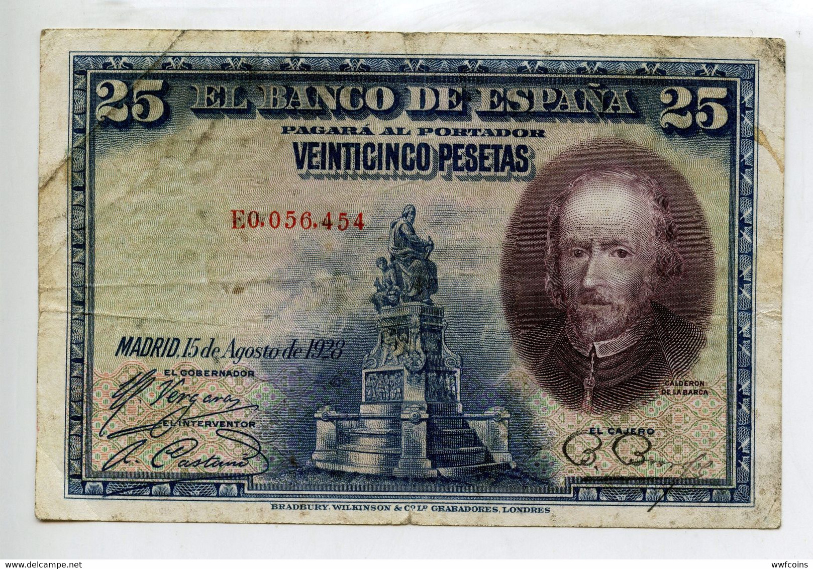 SPAGNA 25 P 1928 PESETAS MADRID CALDERON DE LA BARCA - DOMINGO MUNOZ - 1-2-5-25 Peseten