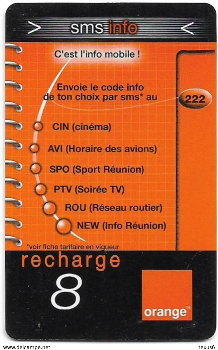 Reunion - Orange - SMS Info, Exp.12.2005, GSM Refill 8€, Used - Reunion