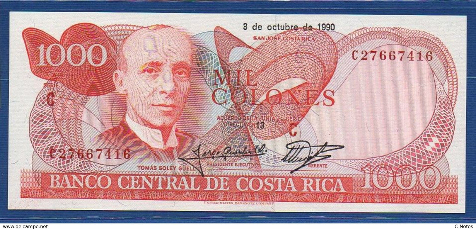 COSTA RICA - P.259a2 –  1000 Colones 03.10.1990 UNC Serie C27667416 - Costa Rica