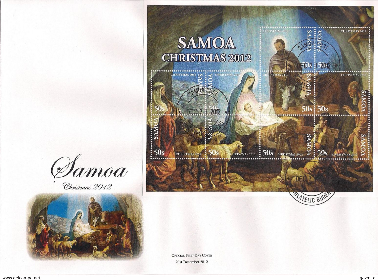 Samoa 2012, Christmas, BF In FDC - Paintings