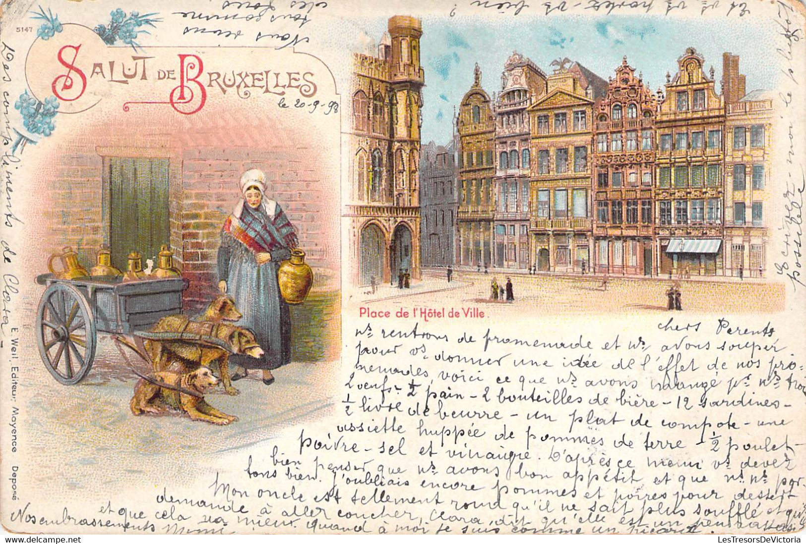 Belgique - Incunable - Salut De Bruxelles - Colorisé - Précurseur - Oblitéré 1898 - Carte Postale Ancienne - Bruxelles-ville